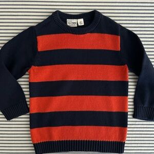Orange and Navy stripe knit sweater - like new